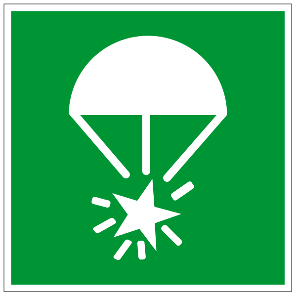 Fusée éclairante a parachute - E049 - ISO 7010 - étiquettes et panneaux d'évacuation, de sauvetage et de secours