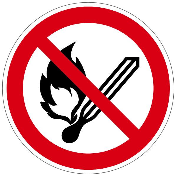 Flamme nue interdite  - P003 - ISO 7010 - étiquettes et panneaux d'interdiction et de restriction