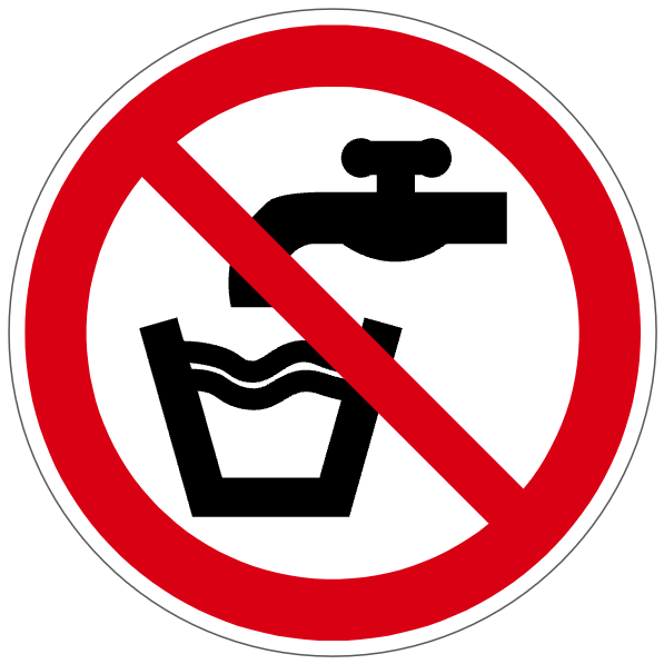Cartello No Acqua Potabile In Alluminio Spazzolato 100 Mm - Ofform Design, Autoadesivo, Made In Germany, Effetto Acciaio