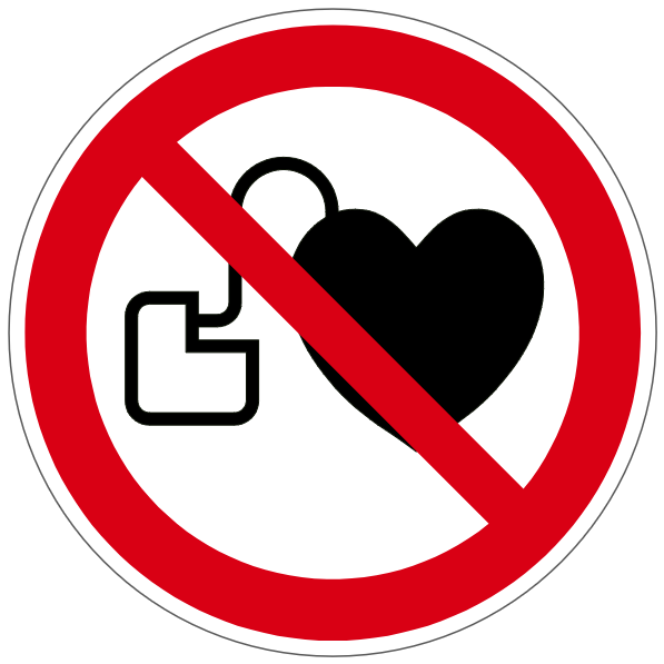 Entrée interdite aux porteurs de stimulateur cardiaque  - P007 - ISO 7010 - étiquettes et panneaux d'interdiction et de restriction