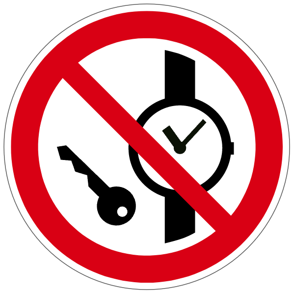 Articles métalliques ou montres interdits  - P008 - ISO 7010 - étiquettes et panneaux d'interdiction et de restriction