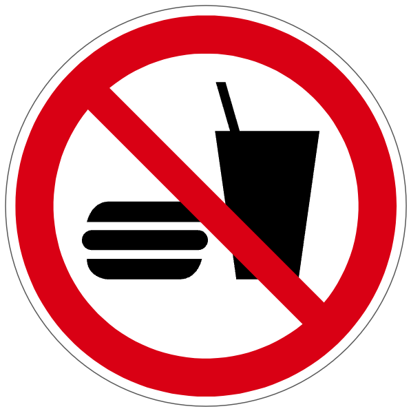 Interdiction de manger ou de boire - P022 - ISO 7010 - étiquettes et panneaux d'interdiction et de restriction