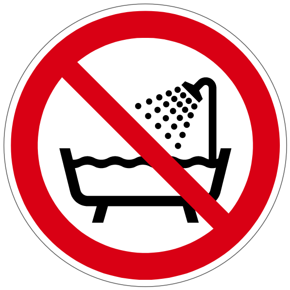 Ne pas utiliser ce dispositif dans une baignoire, une douche - P026 - ISO 7010 - étiquettes et panneaux d'interdiction et de restriction