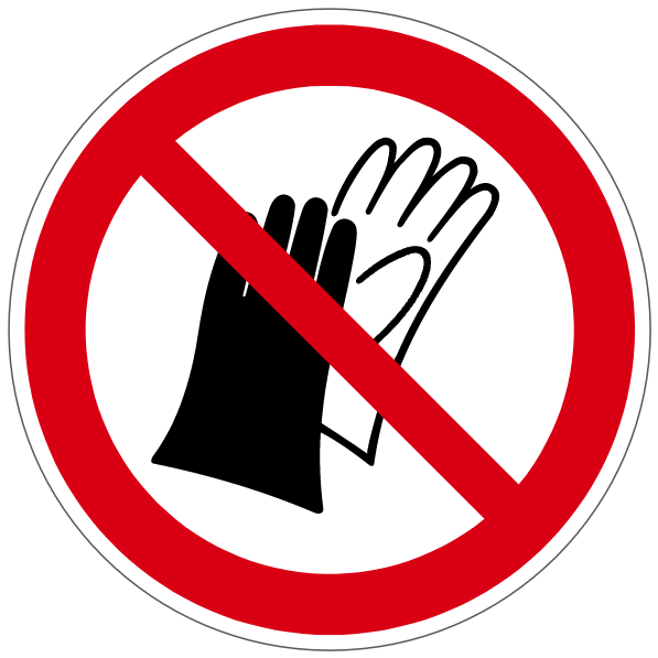 Port de gants interdit - P028 - ISO 7010 - étiquettes et panneaux d'interdiction et de restriction