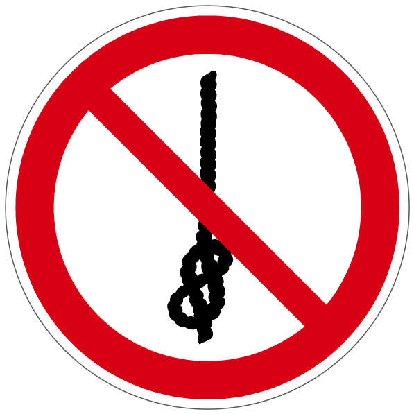 Ne pas faire de noeuds sur la corde - P030 - ISO 7010 - étiquettes et panneaux d'interdiction et de restriction