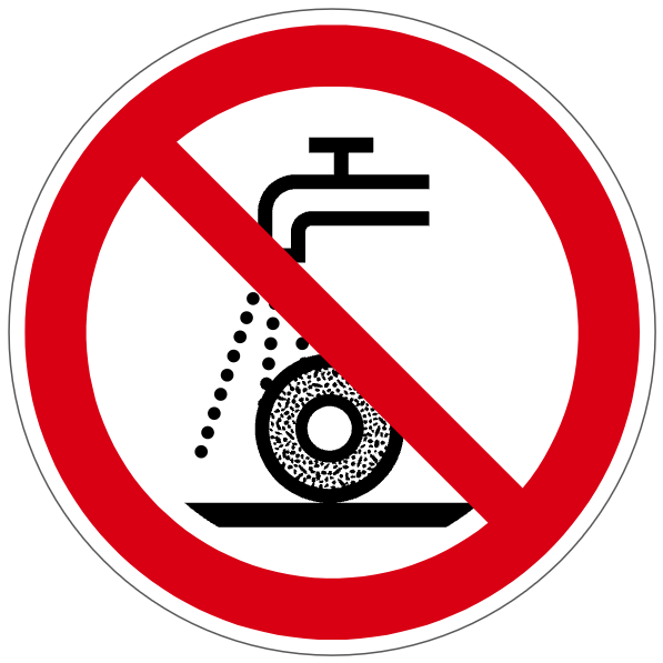 Ne pas utiliser pour la rectification humide - P033 - ISO 7010 - étiquettes et panneaux d'interdiction et de restriction