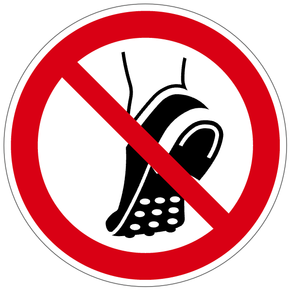 Chaussures à picots métalliques interdites - P035 - ISO 7010 - étiquettes et panneaux d'interdiction et de restriction