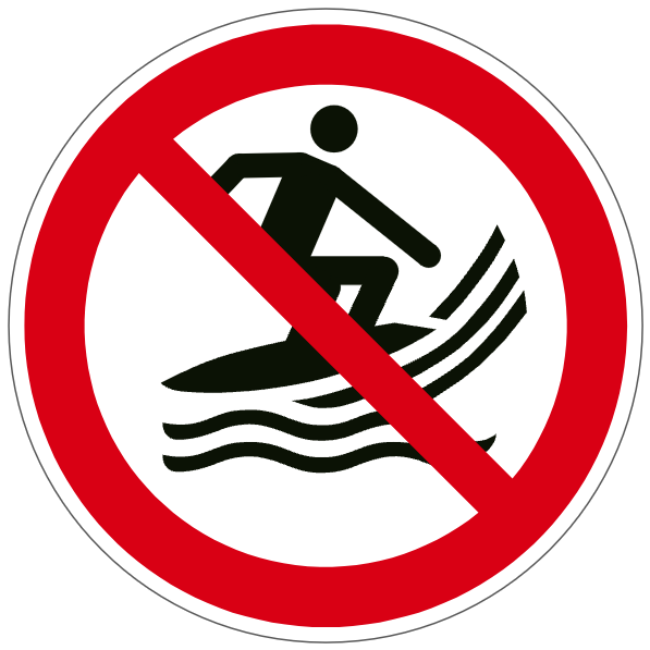 Pratique du surf interdite - P059 - ISO 7010 - étiquettes et panneaux d'interdiction et de restriction