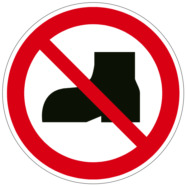 Chaussures d'extérieur interdites - P060 - ISO 7010 - étiquettes et panneaux d'interdiction et de restriction