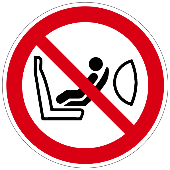Installation d'un siège enfant interdite - P074 - ISO 7010 - étiquettes et panneaux d'interdiction et de restriction
