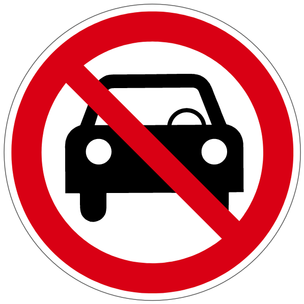 Interdit aux voitures - P195 - étiquettes et panneaux d'interdiction et de restriction