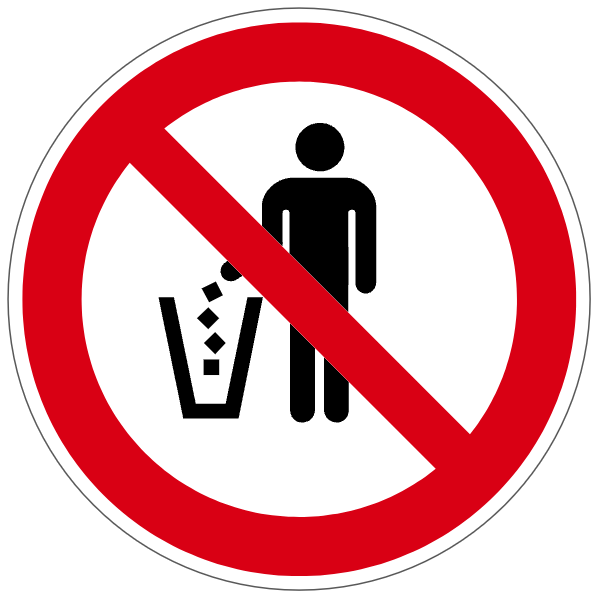 Interdiction de jeter dans la poubelle - P242 - étiquettes et panneaux d'interdiction et de restriction