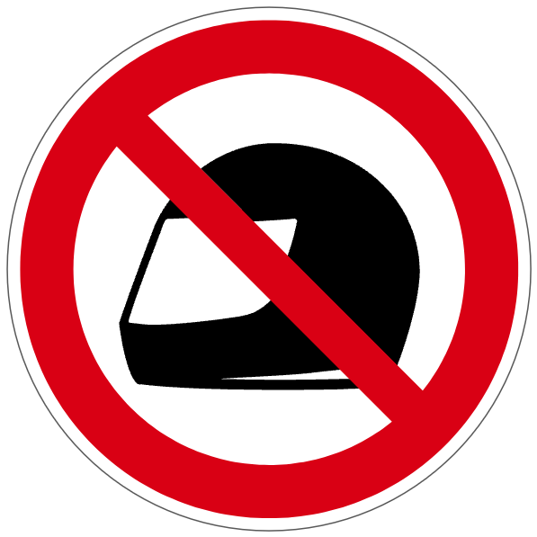 Casque de moto interdit - P248 - étiquettes et panneaux d'interdiction et de restriction