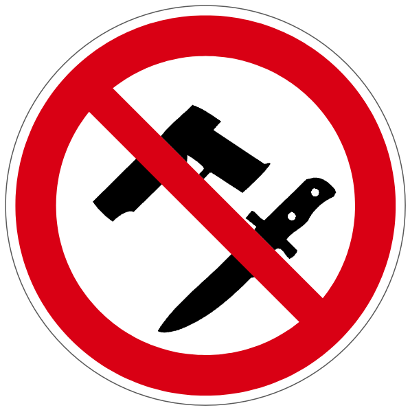 Armes interdites - P250 - étiquettes et panneaux d'interdiction et de restriction