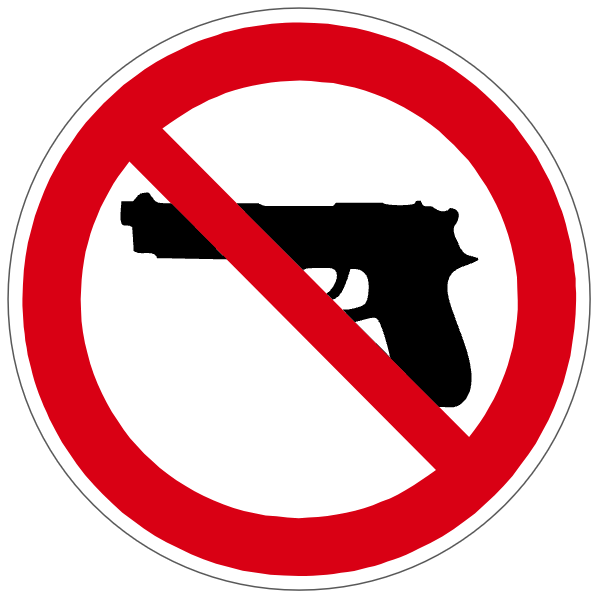 Armes à feu interdites  - P251 - étiquettes et panneaux d'interdiction et de restriction