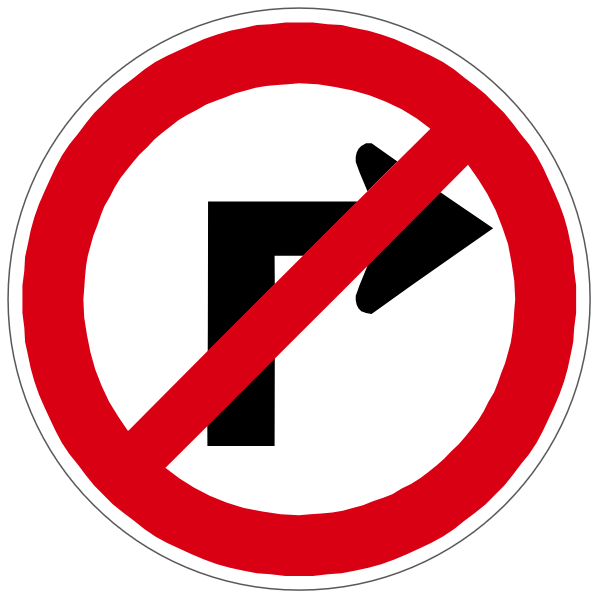 Défense de tourner droite - P277 - étiquettes et panneaux d'interdiction et de restriction