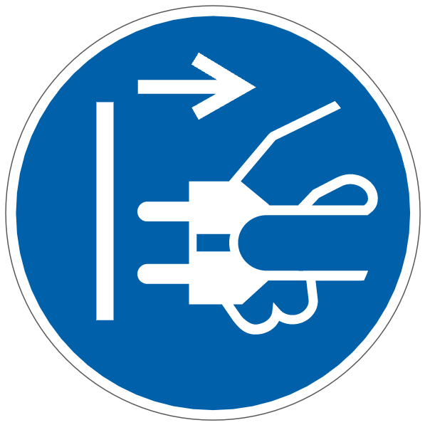 Débrancher la prise d'alimentation du secteur  - M006 - ISO 7010 - étiquettes et panneaux d'obligation et de consigne