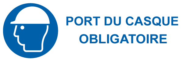Port du casque obligatoire - M501 - étiquettes et panneaux d'obligation et de consigne - picto et texte paysage