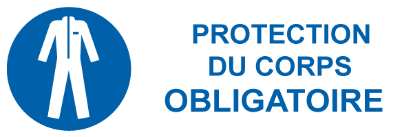 Protection du corps obligatoire - M506 - étiquettes et panneaux d'obligation et de consigne - picto et texte paysage