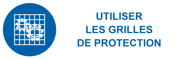 Utilisez les grilles de protection - M517 - étiquettes et panneaux d'obligation et de consigne - picto et texte paysage