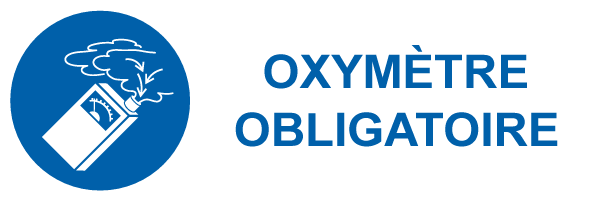 Oxymètre obligatoire - M522 - étiquettes et panneaux d'obligation et de consigne - picto et texte paysage