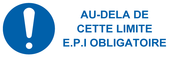 Au-dela de cette limite E.P.I obligatoire - M524 - étiquettes et panneaux d'obligation et de consigne - picto et texte paysage