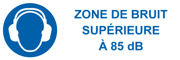 Zone de bruit supérieure à 85 dB - M526 - étiquettes et panneaux d'obligation et de consigne - picto et texte paysage