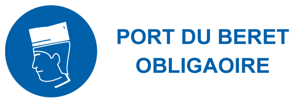 Port du béret obligatoire - M538 - étiquettes et panneaux d'obligation et de consigne - picto et texte paysage