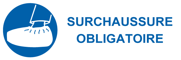 Surchaussure obligatoire - M539 - étiquettes et panneaux d'obligation et de consigne - picto et texte paysage