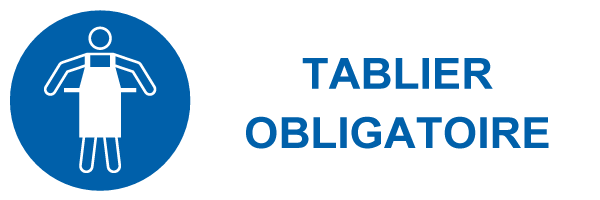 Tablier obligatoire - M542 - étiquettes et panneaux d'obligation et de consigne - picto et texte paysage