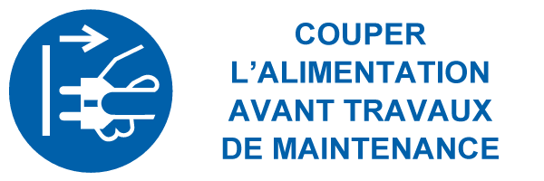 Coupez l'alimentation avant travaux de maintenance - M545 - étiquettes et panneaux d'obligation et de consigne - picto et texte paysage