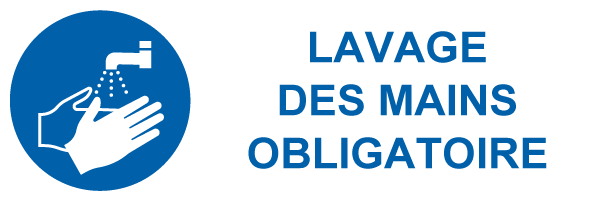 Lavage des mains obligatoire - M550 - étiquettes et panneaux d'obligation et de consigne - picto et texte paysage