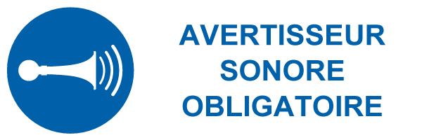 Avertisseur sonore obligatoire - M558 - étiquettes et panneaux d'obligation et de consigne - picto et texte paysage