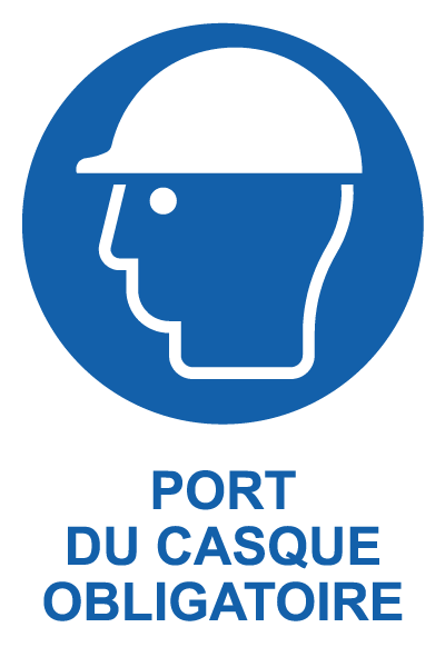 Port du casque obligatoire - M801 - étiquettes et panneaux d'obligation et de consigne - picto et texte portrait