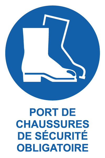 Port de chaussures de sécurité obligatoire - M804 - étiquettes et panneaux d'obligation et de consigne - picto et texte portrait