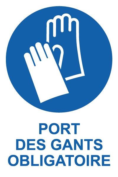 Port des gants obligatoire - M805 - étiquettes et panneaux d'obligation et de consigne - picto et texte portrait