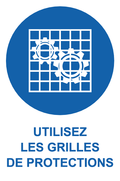 Utilisez les grilles de protection - M817 - étiquettes et panneaux d'obligation et de consigne - picto et texte portrait