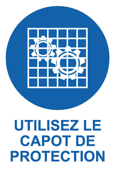 Utilisez le capot de protection - M819 - étiquettes et panneaux d'obligation et de consigne - picto et texte portrait