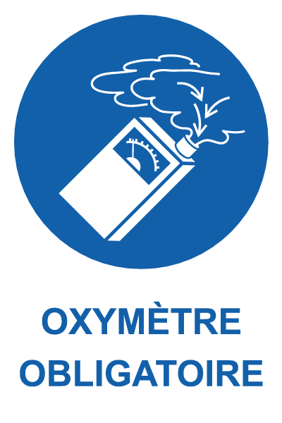 Oxymètre obligatoire - M822 - étiquettes et panneaux d'obligation et de consigne - picto et texte portrait