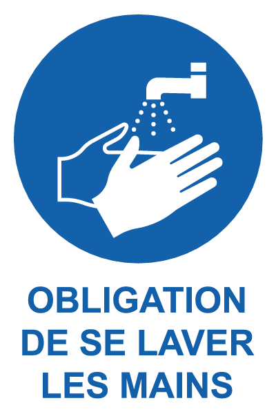 Obligation de se laver les mains - M827 - étiquettes et panneaux d'obligation et de consigne - picto et texte portrait