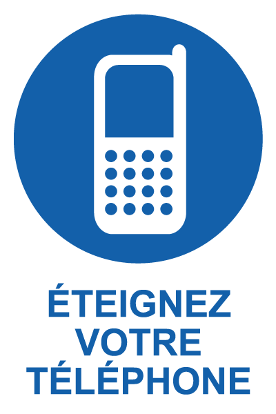 Eteignez votre téléphone - M834 - étiquettes et panneaux d'obligation et de consigne - picto et texte portrait