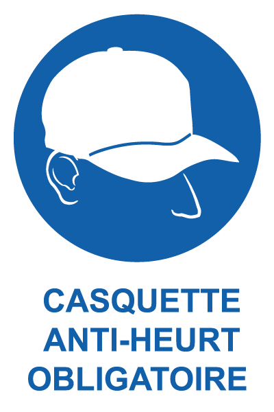 Casquette anti-heurt obligatoire - M843 - étiquettes et panneaux d'obligation et de consigne - picto et texte portrait