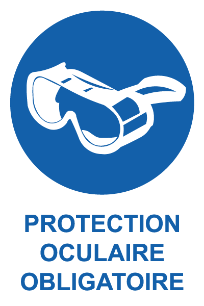 Protection oculaire obligatoire - M844 - étiquettes et panneaux d'obligation et de consigne - picto et texte portrait
