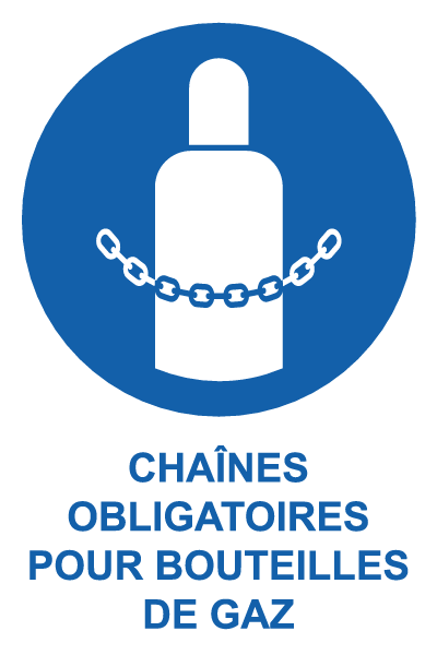 Chaînes obligatoires pour bouteilles de gaz - M846 - étiquettes et panneaux d'obligation et de consigne - picto et texte portrait