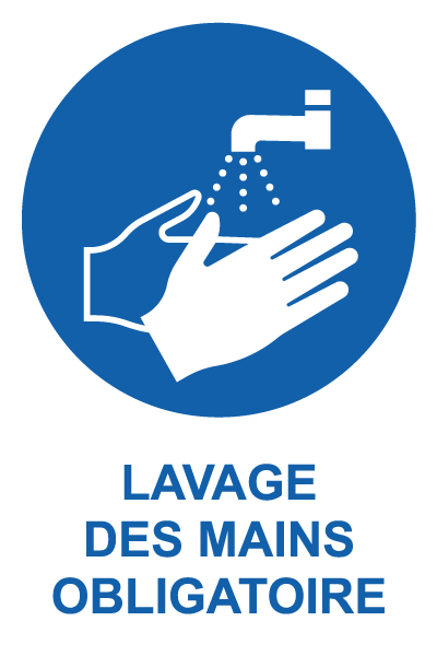 Lavage des mains obligatoire - M850 - étiquettes et panneaux d'obligation et de consigne - picto et texte portrait