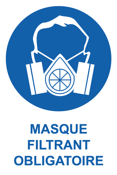 Masque filtrant obligatoire - M855 - étiquettes et panneaux d'obligation et de consigne - picto et texte portrait