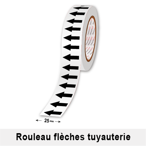 PATIKIL Ruban de Flèche de Débit Directionnel 4 X65', Autocollant D'Identification Adhésif pour Marquage de Flux de Tuyauterie, Blanc sur Marron