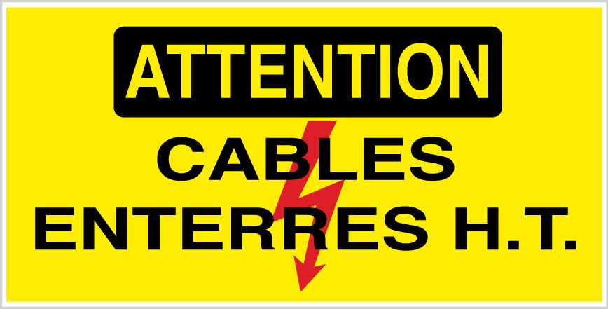 Cables enterres H.T. - W601 - étiquettes et panneaux de danger et de prévention - texte paysage