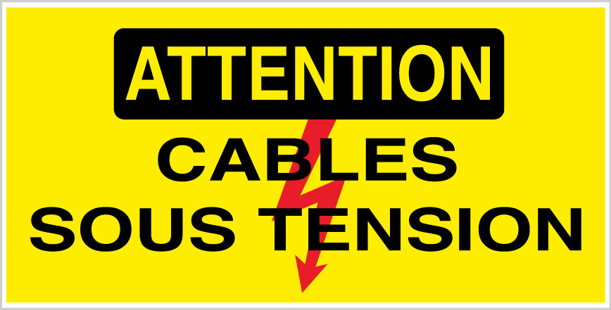 Cables sous tension - W602 - étiquettes et panneaux de danger et de prévention - texte paysage