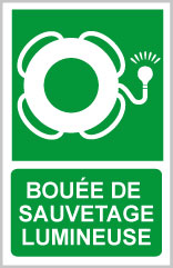 Bouée de sauvetage lumineuse avec corde - E423 - étiquettes et panneaux d'évacuation, de sauvetage et de secours - picto et texte portrait